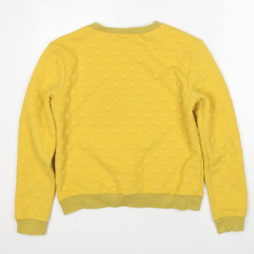 Louche Womens Yellow Polka Dot Polyester Pullover Sweatshirt Size 8 Pullover