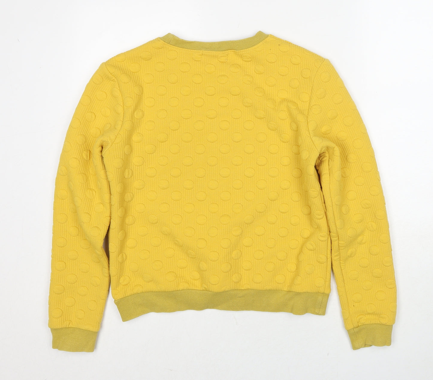 Louche Womens Yellow Polka Dot Polyester Pullover Sweatshirt Size 8 Pullover