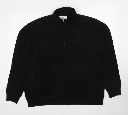 Marks and Spencer Mens Black Cotton Pullover Sweatshirt Size XL