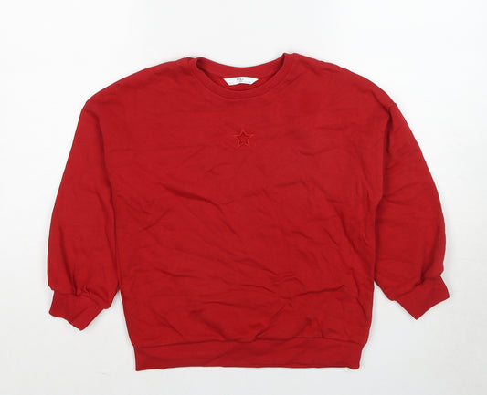 Marks and Spencer Boys Red Cotton Pullover Sweatshirt Size 8-9 Years Pullover