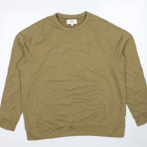 Marks and Spencer Mens Beige Cotton Pullover Sweatshirt Size XL Pullover