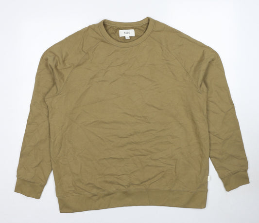 Marks and Spencer Mens Beige Cotton Pullover Sweatshirt Size XL Pullover