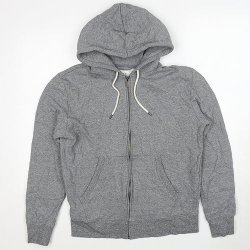 Marks and Spencer Mens Grey Cotton Full Zip Hoodie Size S