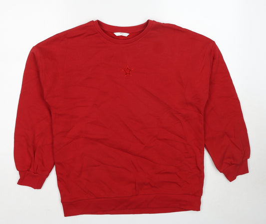 Marks and Spencer Girls Red Cotton Pullover Sweatshirt Size 13-14 Years Pullover