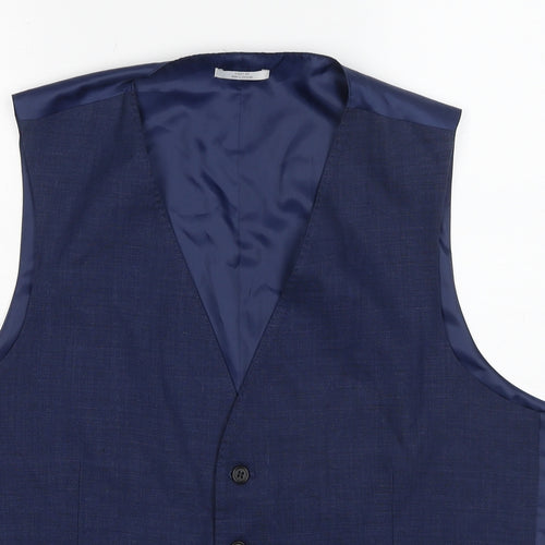 Marks and Spencer Mens Blue Polyester Jacket Suit Waistcoat Size 46 Regular