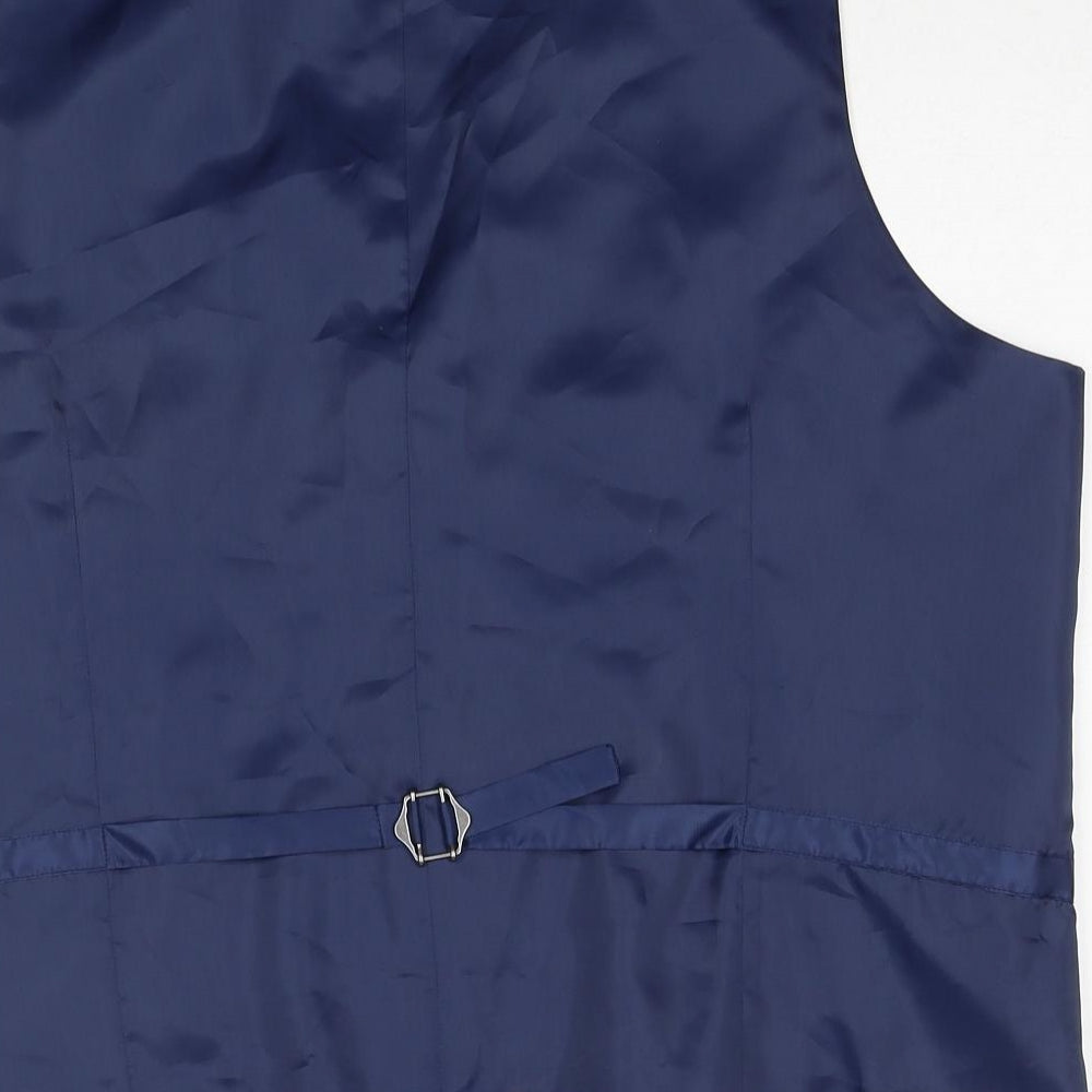 Marks and Spencer Mens Blue Polyester Jacket Suit Waistcoat Size 46 Regular