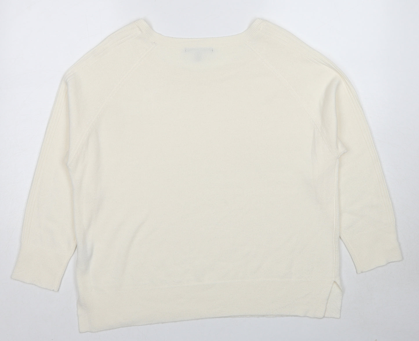 NEXT Womens Ivory Round Neck Acrylic Pullover Jumper Size 18