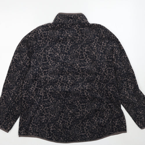 GOODMOVE Womens Black Animal Print Jacket Size 20 Zip - Leopard Pattern