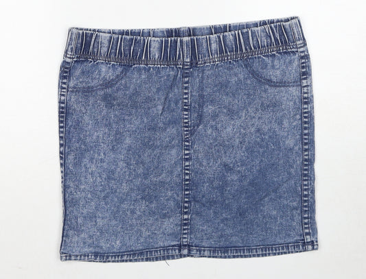 H&M Womens Blue Cotton A-Line Skirt Size 14