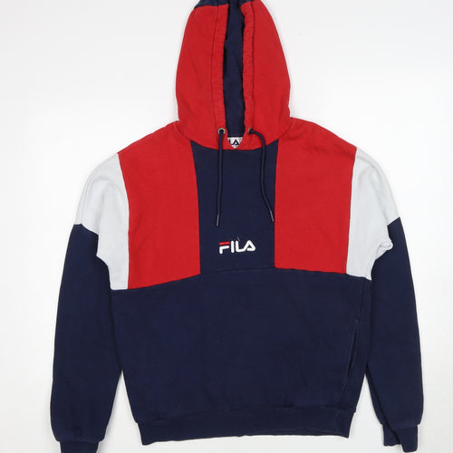 FILA Mens Multicoloured Cotton Pullover Hoodie Size XS - Colourblock