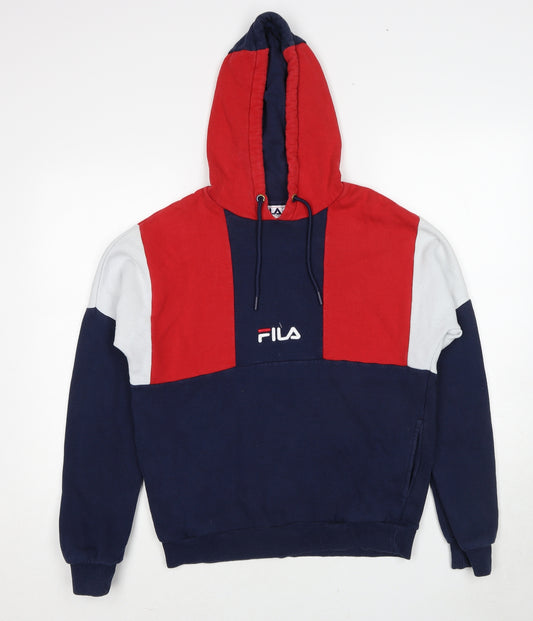FILA Mens Multicoloured Cotton Pullover Hoodie Size XS - Colourblock