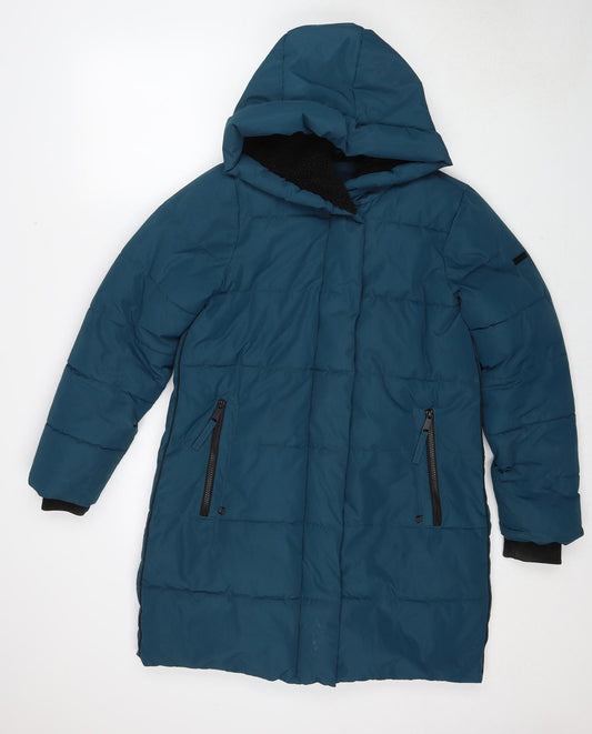 Centigrade Womens Blue Quilted Coat Size S Zip