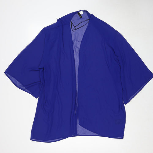 Divided by H&M Womens Blue Polyester Kimono Blouse Size L V-Neck