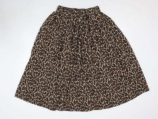 Oasis Womens Brown Animal Print Polyester Swing Skirt Size S - Leopard Pattern