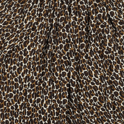 Oasis Womens Brown Animal Print Polyester Swing Skirt Size S - Leopard Pattern