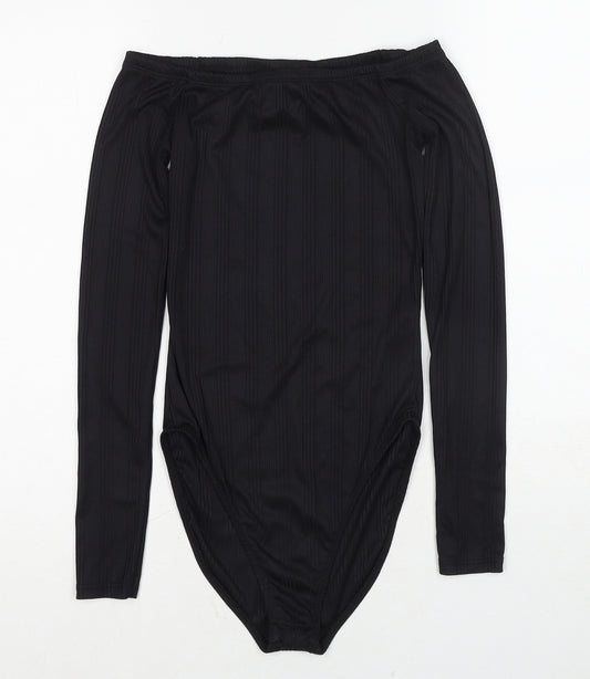 Miss Selfridge Womens Black Polyester Bodysuit One-Piece Size 6 Snap