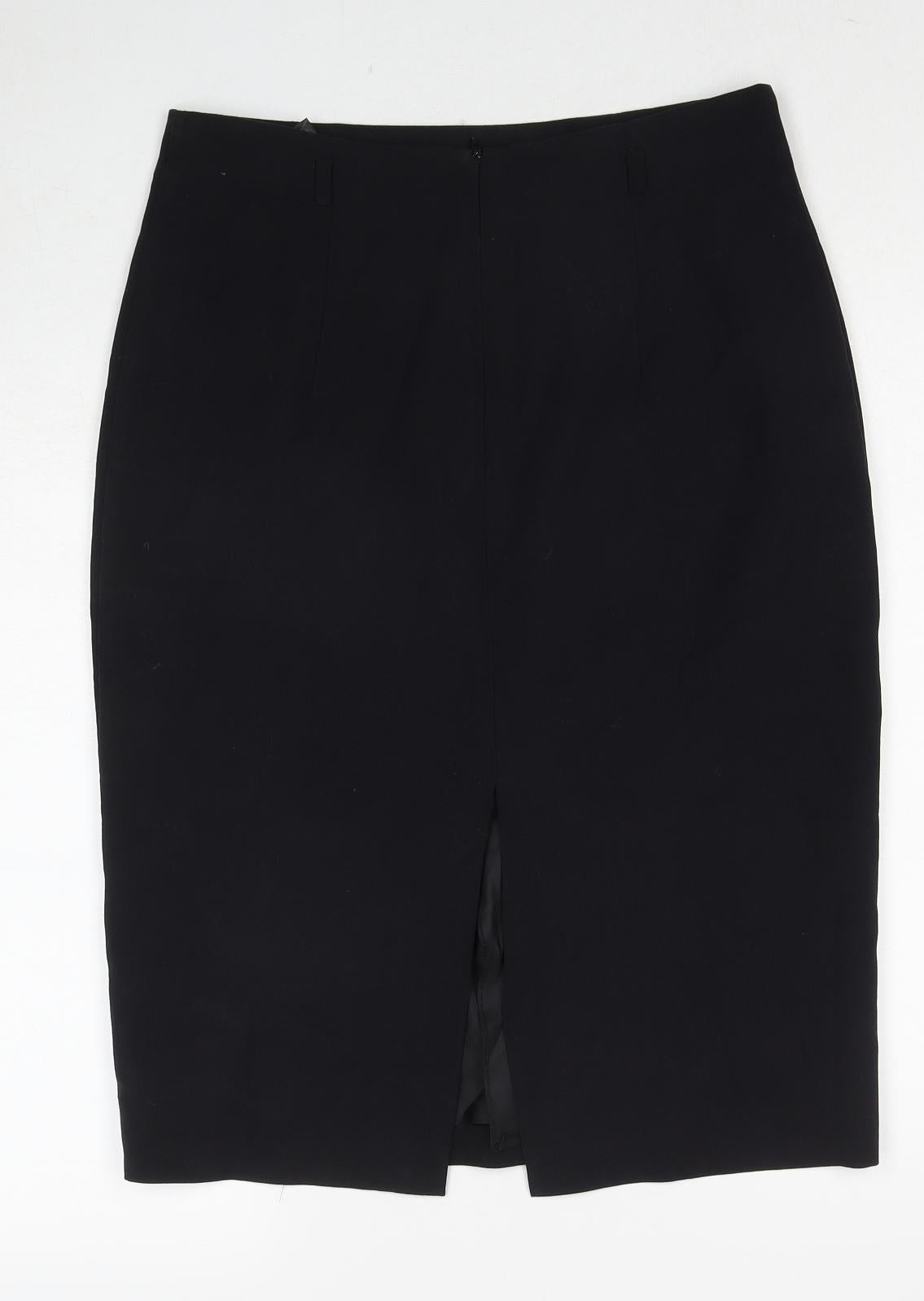Marks and Spencer Womens Black Polyester Straight & Pencil Skirt Size 12 Zip