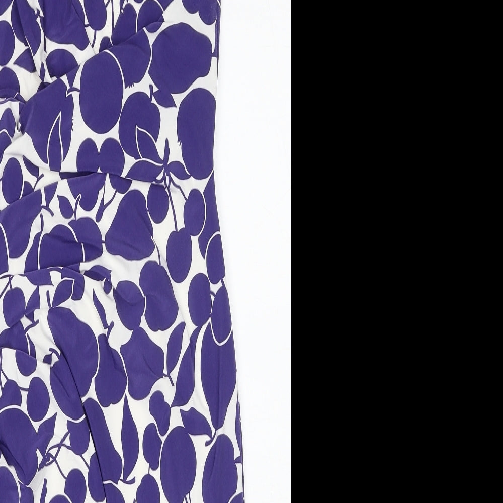 Phase Eight Womens Purple Geometric Polyester Shift Size 12 Round Neck Zip - Fruit Pattern