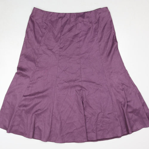 Marks and Spencer Womens Purple Polyester Swing Skirt Size 20 Zip