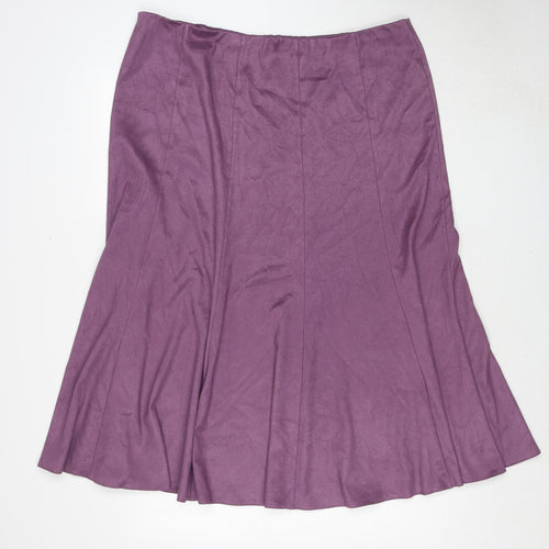 Marks and Spencer Womens Purple Polyester Swing Skirt Size 20 Zip