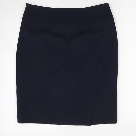 Debenhams Womens Blue Polyester Straight & Pencil Skirt Size 12 Zip