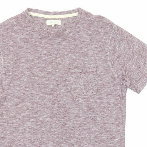 River Island Mens Purple Cotton T-Shirt Size S Round Neck