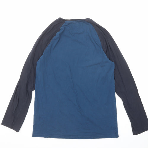 Burton Mens Blue Colourblock Cotton T-Shirt Size S Round Neck