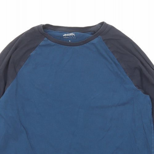 Burton Mens Blue Colourblock Cotton T-Shirt Size S Round Neck