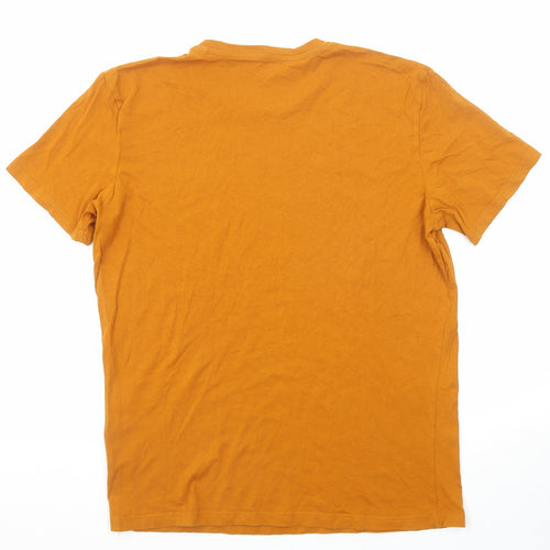 TOM TAILOR Mens Orange Cotton T-Shirt Size L Round Neck
