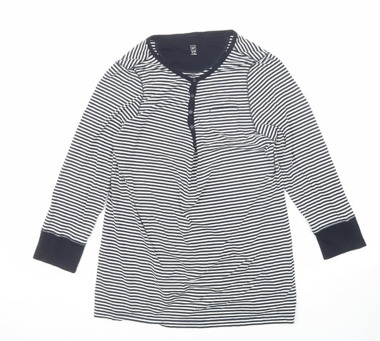 Gap Womens Black Striped Cotton Basic T-Shirt Size XL Henley