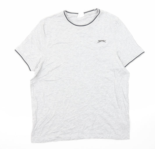 Slazenger Mens Grey Cotton T-Shirt Size S Round Neck