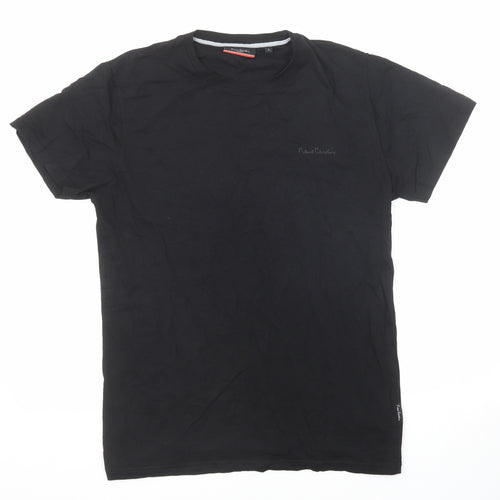 Pierre Cardin Mens Black Cotton T-Shirt Size L Round Neck
