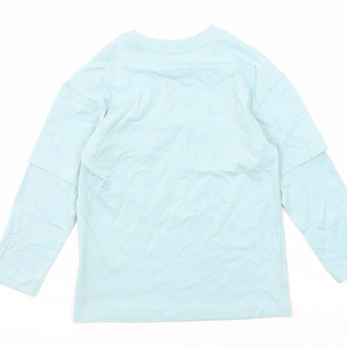Marks and Spencer Boys Blue Cotton Basic T-Shirt Size 6-7 Years Crew Neck Pullover