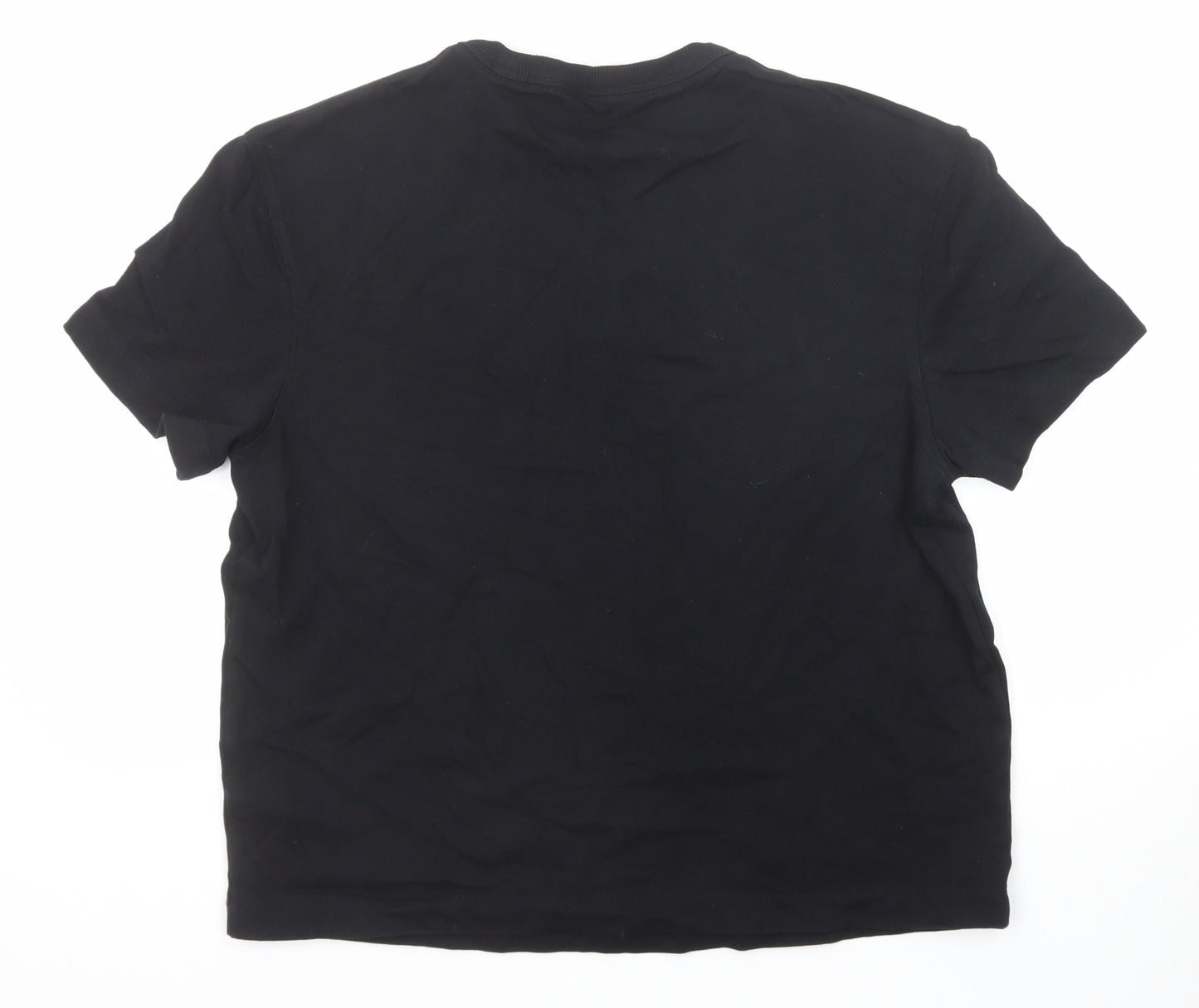 Marks and Spencer Womens Black Cotton Basic T-Shirt Size L Crew Neck