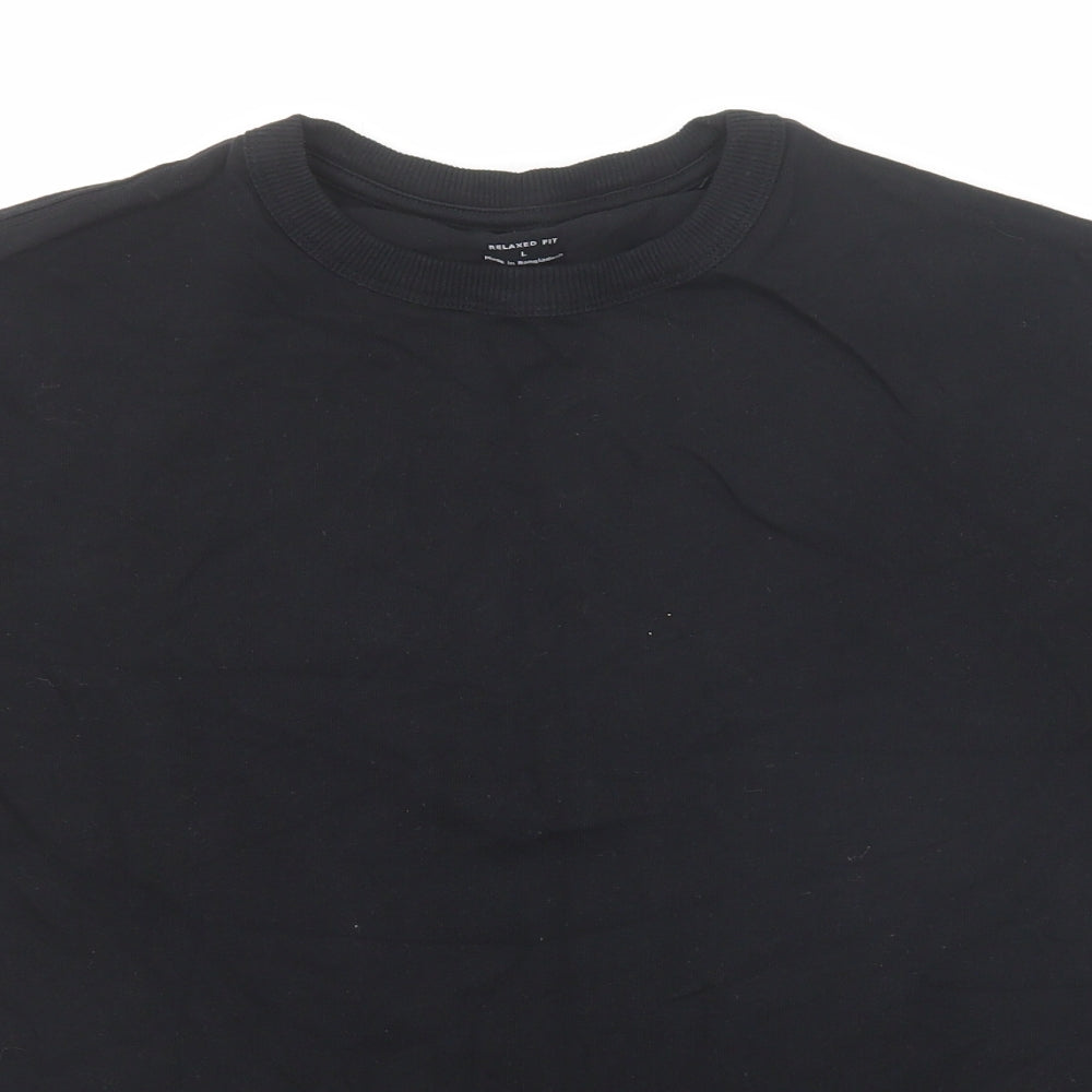 Marks and Spencer Womens Black Cotton Basic T-Shirt Size L Crew Neck