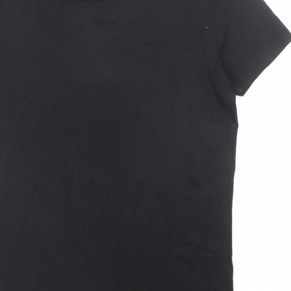 Marks and Spencer Mens Black Polyester T-Shirt Size M Round Neck - Unisex