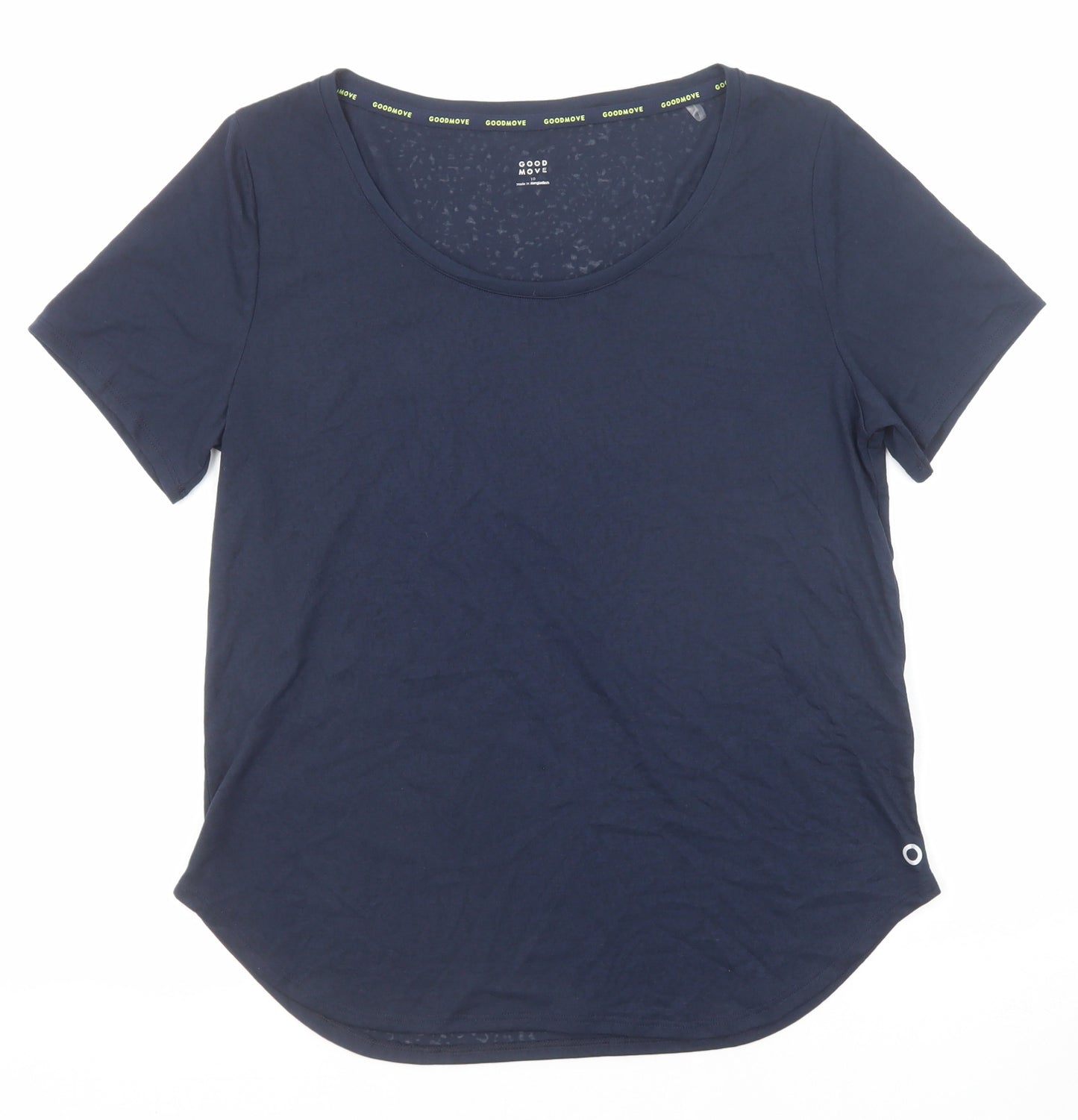 GOODMOVE Womens Blue Polyester Basic T-Shirt Size 10 Round Neck