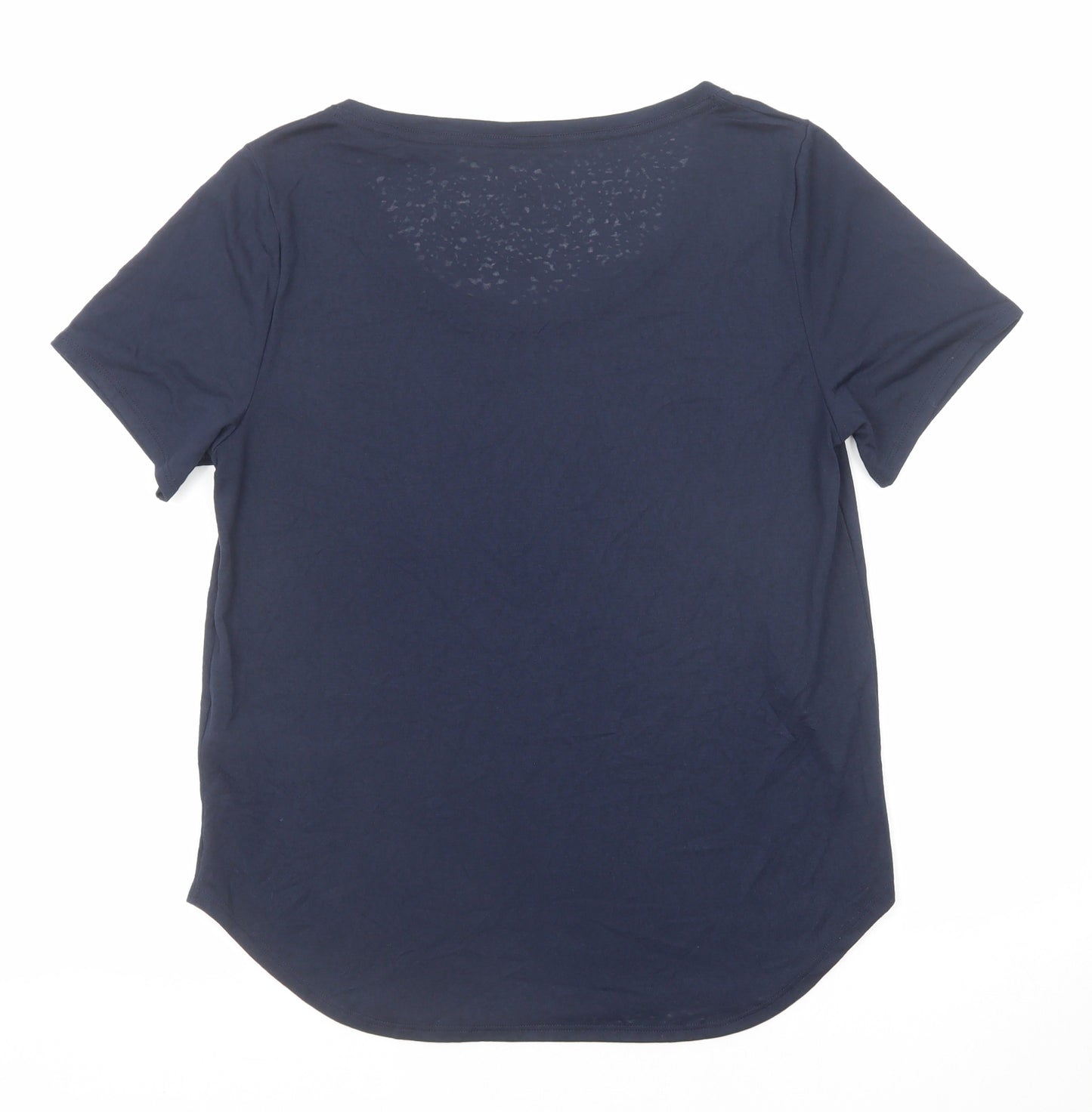 GOODMOVE Womens Blue Polyester Basic T-Shirt Size 10 Round Neck