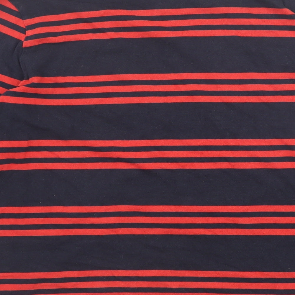 Shore Leave Mens Red Striped Cotton T-Shirt Size L Round Neck