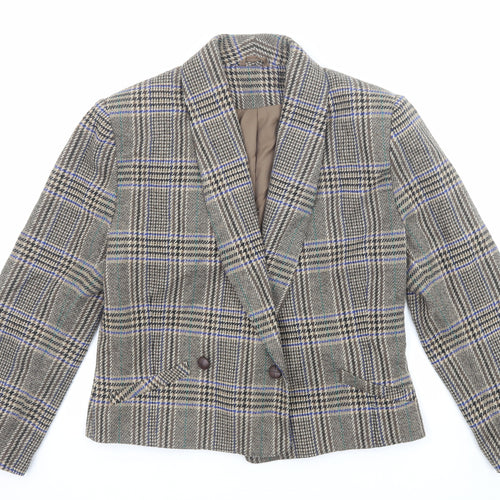 Gallery Womens Multicoloured Plaid Pea Coat Coat Size 14 Button