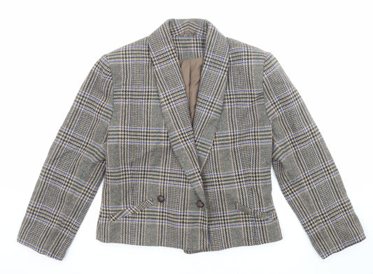 Gallery Womens Multicoloured Plaid Pea Coat Coat Size 14 Button