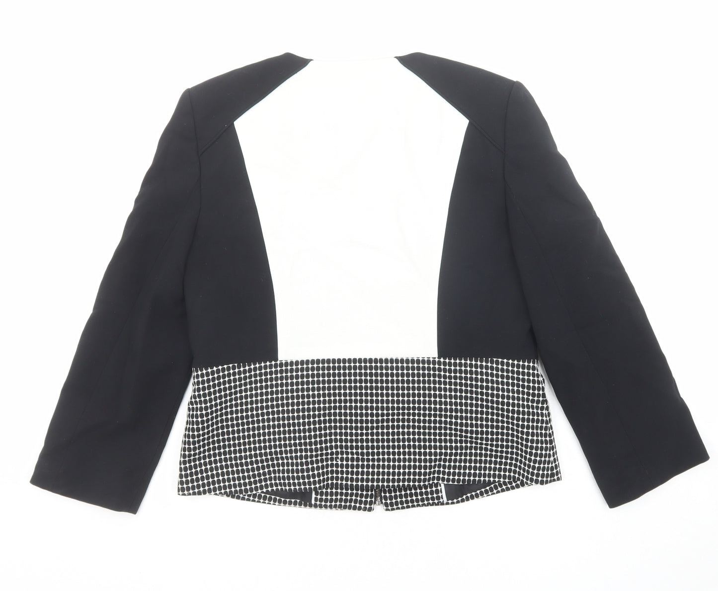 Marks and Spencer Womens Black Geometric Jacket Size 10 Zip