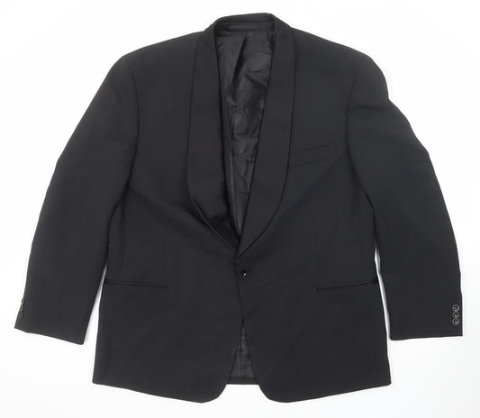 C&A Mens Black Polyester Tuxedo Suit Jacket Size 46 Regular