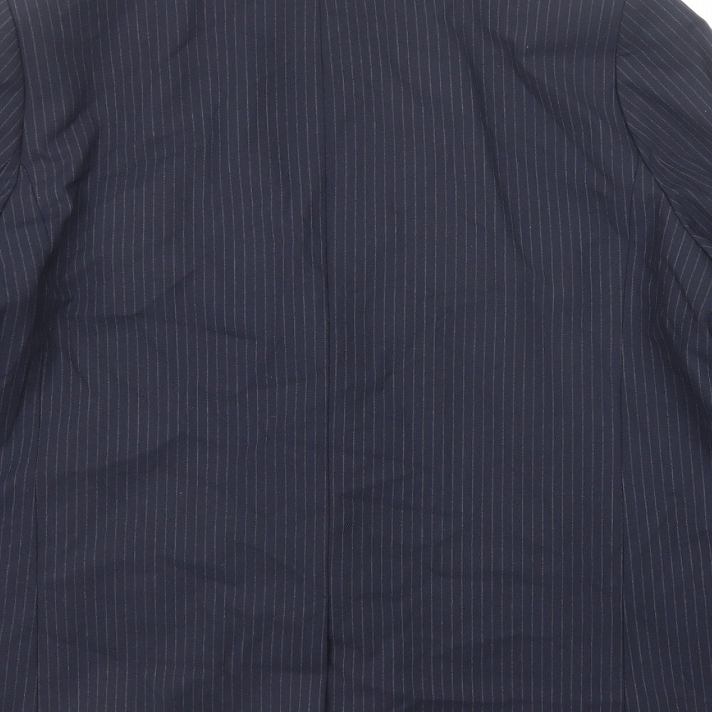 Marks and Spencer Womens Blue Pinstripe Polyester Jacket Suit Jacket Size 18