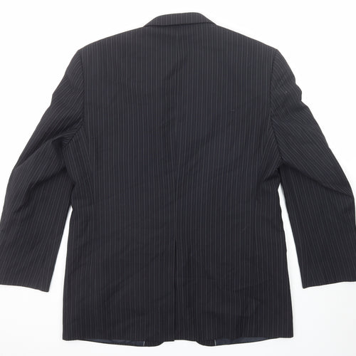 Marks and Spencer Mens Black Striped Polyester Jacket Suit Jacket Size 42 Regular
