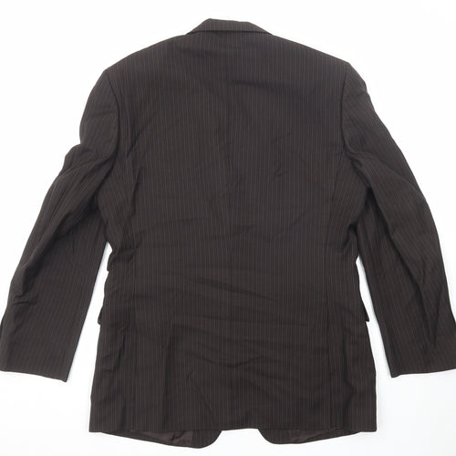 Burton Mens Brown Striped Polyester Jacket Suit Jacket Size 40 Regular