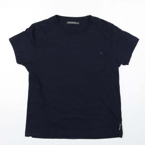 French Connection Mens Blue Cotton T-Shirt Size L Round Neck