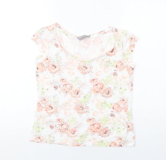 Dorothy Perkins Womens Multicoloured Floral Cotton Basic T-Shirt Size 10 Round Neck