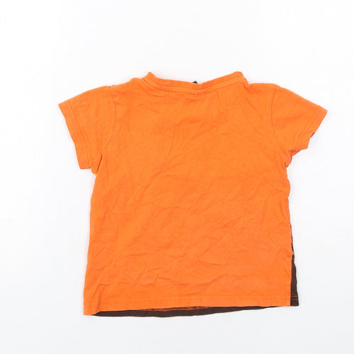 Jurassic World Boys Orange Cotton Basic T-Shirt Size 4-5 Years Round Neck Pullover - Jurassic World
