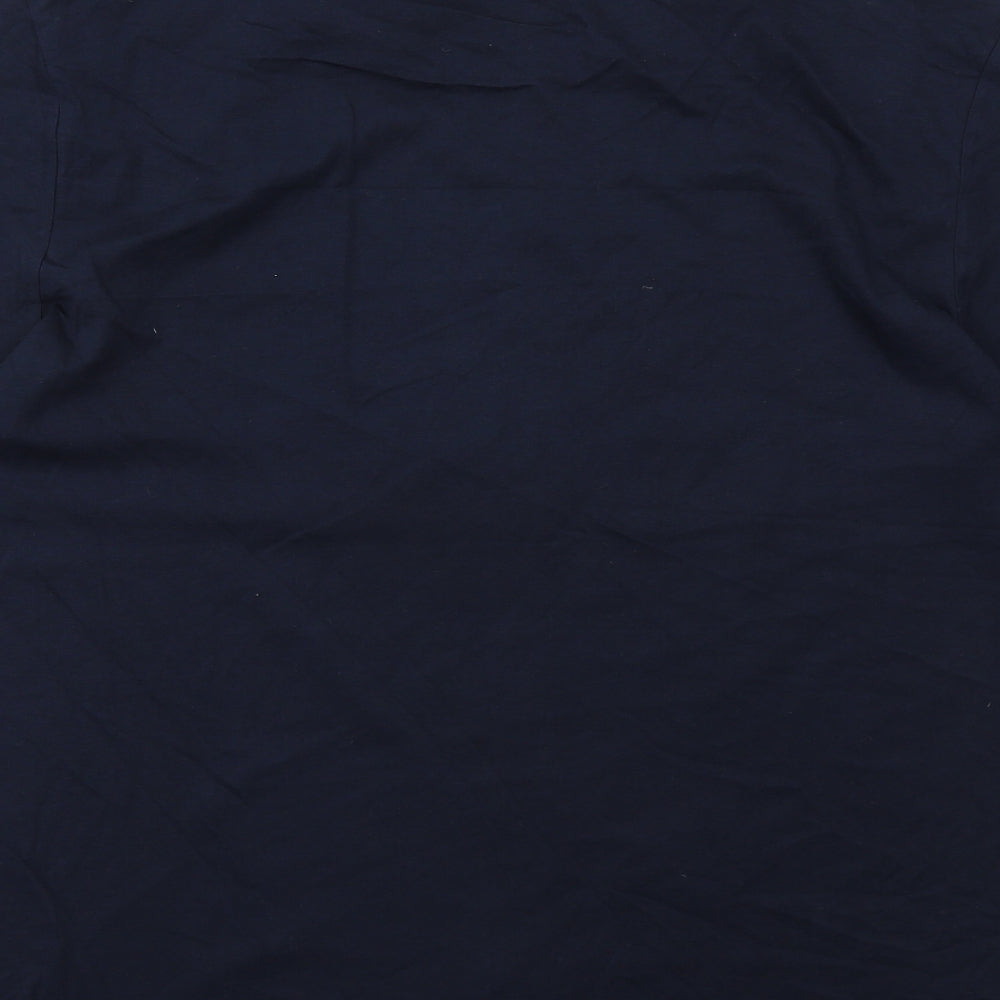 JACK & JONES Mens Blue Cotton T-Shirt Size L Round Neck